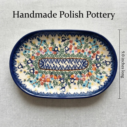 Garden of Eden Small Oval Platter Polish Pottery