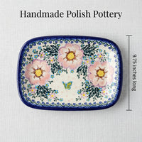 Apple Blossom Small Rectangular Serving Platter Polish Pottery