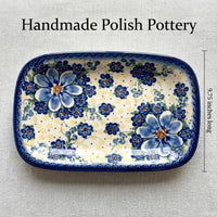 Daisy Surprise Small Rectangular Serving Platter Polish Pottery