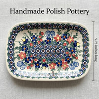 Garden Butterfly Small Rectangular Serving Platter Polish Pottery