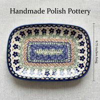 Aztec Flower Small Rectangular Serving Platter Polish Pottery