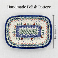 Reindeer Delight Small Rectangular Serving Platter Polish Pottery