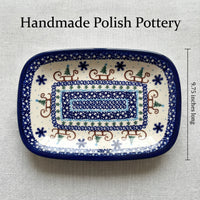 Noel Nights Small Rectangular Serving Platter Polish Pottery