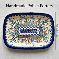 Garden of Eden Small Rectangular Serving Platter Polish Pottery