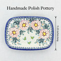 Apple Blossom Medium Rectangular Serving Platter Polish Pottery