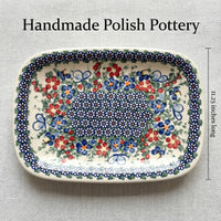 Garden Butterfly Medium Rectangular Serving Platter Polish Pottery