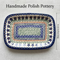 Aztec Flower Medium Rectangular Serving Platter Polish Pottery