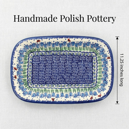 Garden Tulip Medium Rectangular Serving Platter Polish Pottery