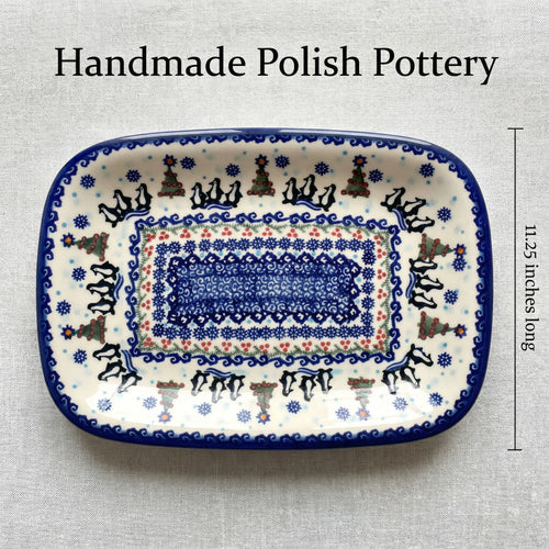 Arctic Holidays Medium Rectangular Serving Platter Polish Pottery