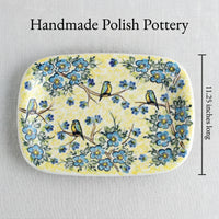Bluebird Garden Medium Rectangular Serving Platter Polish Pottery
