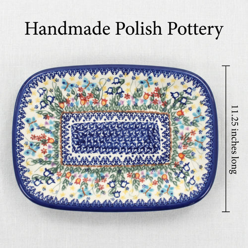Garden of Eden Medium Rectangular Serving Platter Polish Pottery