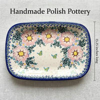 Apple Blossom Large Rectangular Serving Platter Polish Pottery