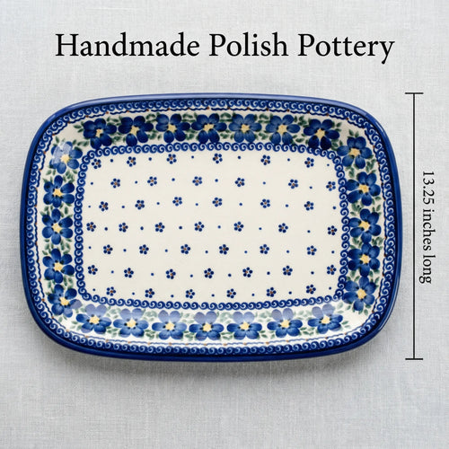 Polish Pottery Dimensions Spring Blossom Large Rectangular Serving Platter