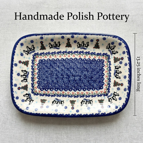Arctic Holidays Large Rectangular Serving Platter Polish Pottery