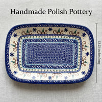 Noel Nights Large Rectagular Serving Platter Polish Pottery