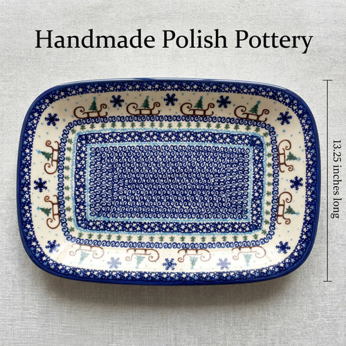 Noel Nights Large Rectagular Serving Platter Polish Pottery