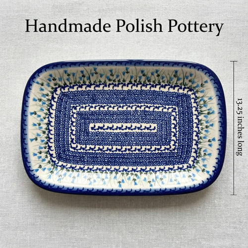 Misty Large Rectangular Serving Platter Polish Pottery