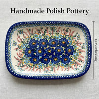 Polish Pottery Dimensions Garden of Blue Large Rectangular Serving Platter