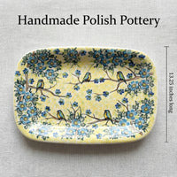 Bluebird Garden Large Rectangular Serving Platter Polish Pottery