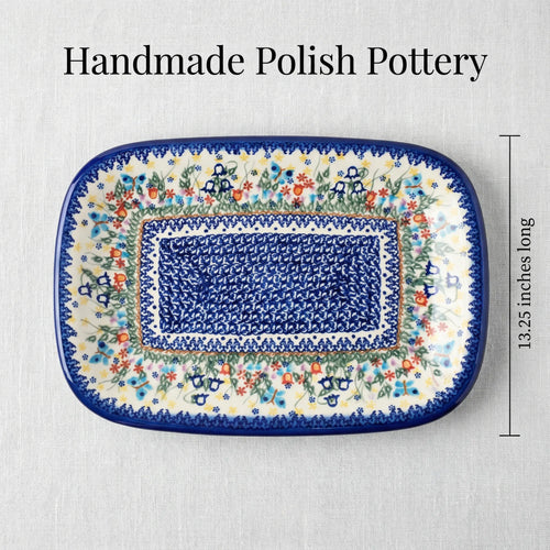Garden of Eden Large Rectangular Serving Platter Polish Pottery