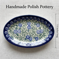 Polish Pottery Dimensions Seaside Swirl Salt & Pepper Shakers with Plate
