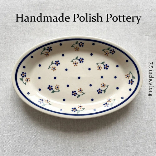 Polish Pottery Dimensions Country Meadow Salt & Pepper Shaker with Plate
