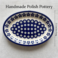 Polish Pottery Dimensions Flowering Peacock Salt & Pepper Shaker with Plate