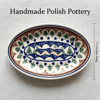 Polish Pottery Dimensions Evergreen Salt & Pepper Shakers with Plate