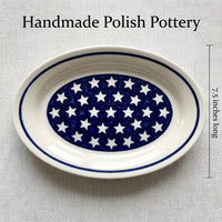 Polish Pottery Dimensions Stars Salt & Pepper Shakers with Plate