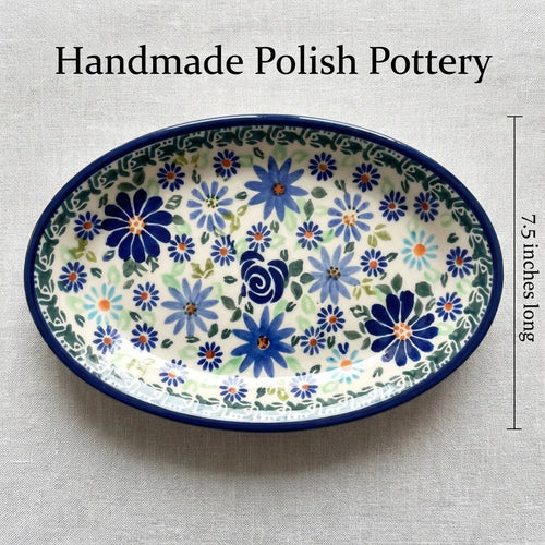 Polish Pottery Dimensions Fantasy Salt & Pepper Shakers with Plate
