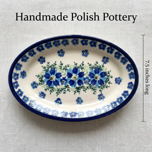Polish Pottery Dimensions Kalina Salt & Pepper Shakers with Plate