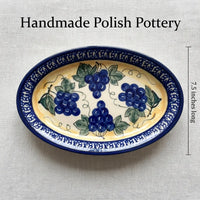 Polish Pottery Dimensions Grapes Salt & Pepper Shakers with Plate
