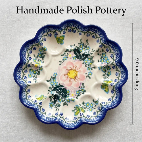 Apple Blossom Egg Plate Polish Pottery