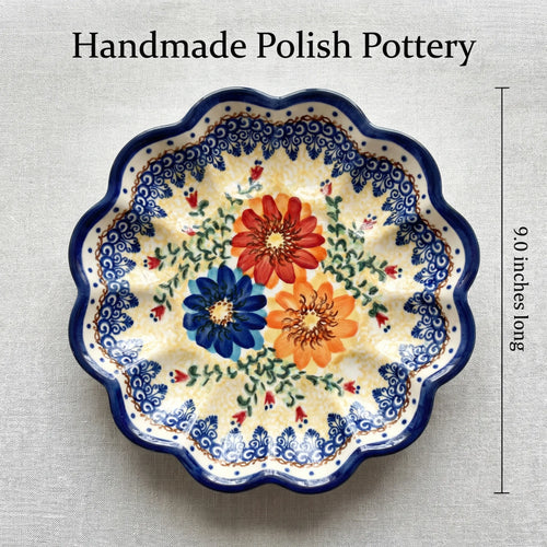 Autumn Burst Egg Plate Polish Pottery