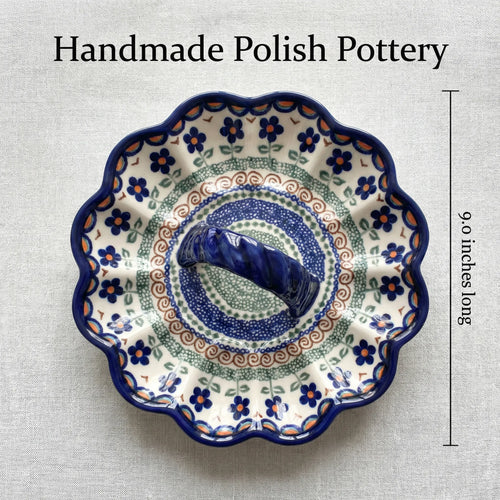 Aztec Flower Egg Plate Polish Pottery