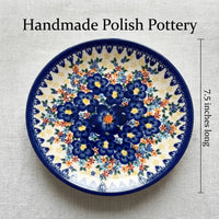 Polish Pottery Dimensions Blue Dahlia Dessert Plate