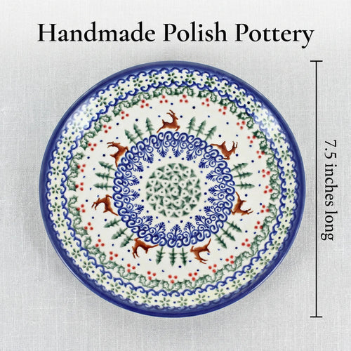 Polish Pottery Dimensions Reindeer Delight Dessert Plate