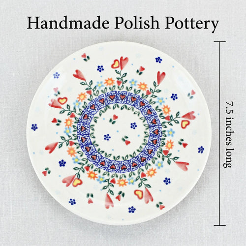 Polish Pottery Dimensions Hearts & Flowers Dessert Plate