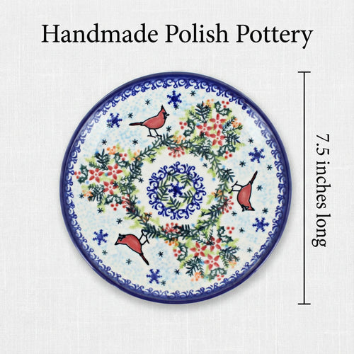Polish Pottery Dimensions Winter Cardinal Dessert Plate