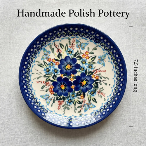 Polish Pottery Dimensions Garden of Blue Dessert Plate