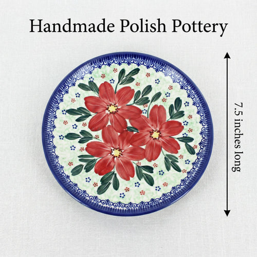 Polish Pottery Dimensions Poinsettia Dessert Plate
