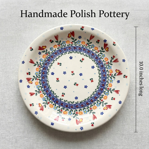 Polish Pottery Dimensions Hearts & Flowers Dinner Plate