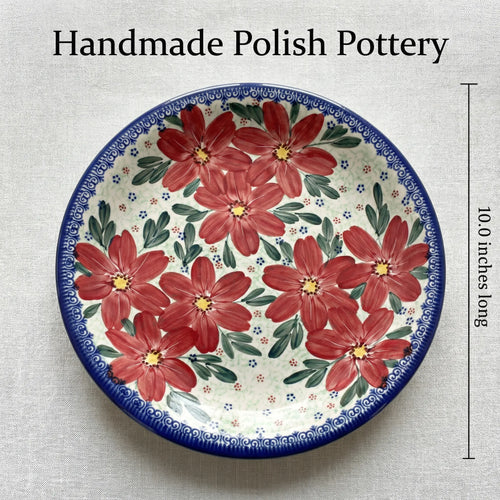 Polish Pottery Dimensions Poinsettia Dinner Plate