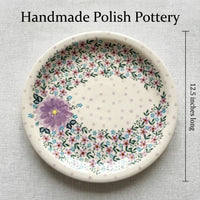 Lilac Garden Large Round Platter Polish Pottery
