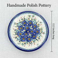 Garden Of Blue Large Round Platter Polish Pottery
