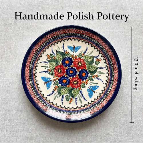 Polish Pottery Dimensions Floral Butterfly Large Round Platter