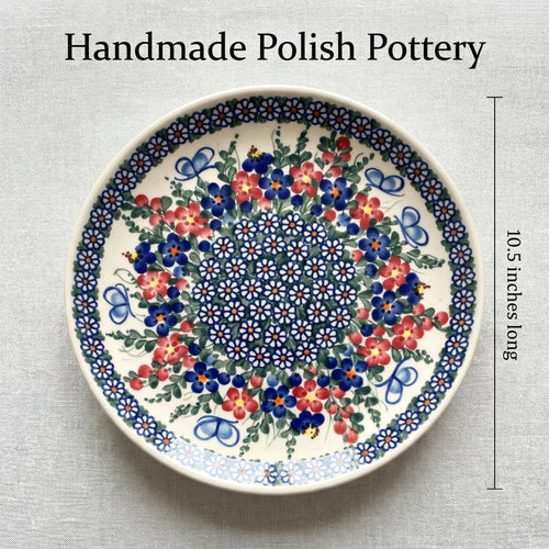 Garden Butterfly Cake Plate Polish Pottery