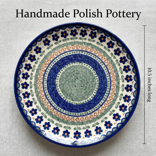 Aztec Flower Cake Plate Polish Pottery