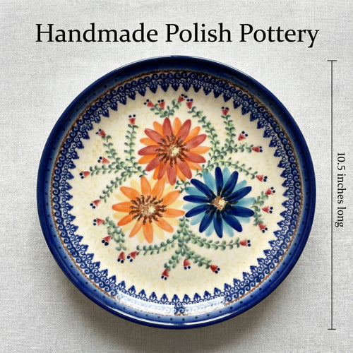 Autumn Burst Cake Plate Polish Pottery