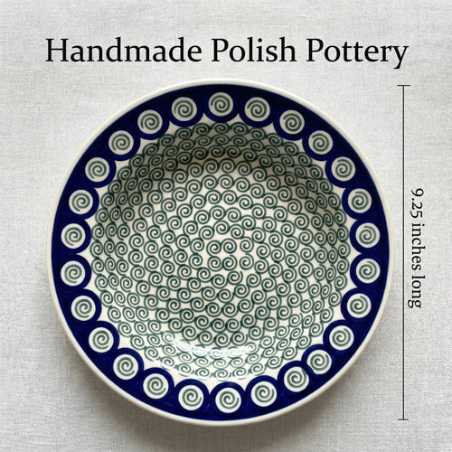 Polish Pottery Dimensions Peacock Swirl Soup Plate